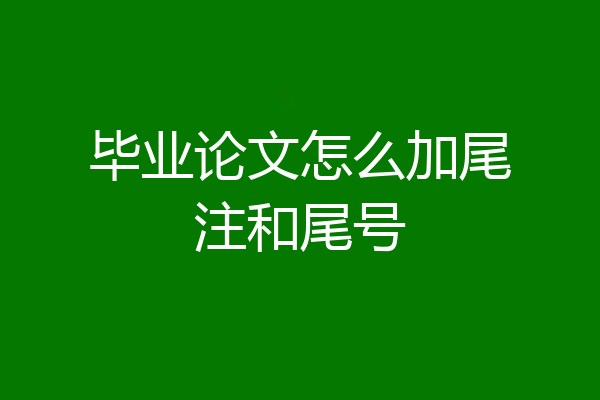 毕业论文怎么加尾注和尾号
