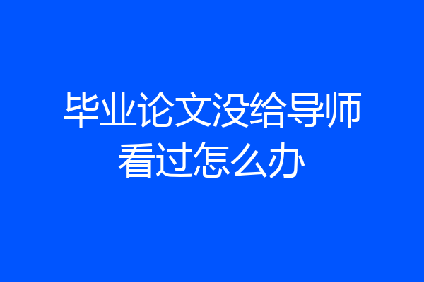 毕业论文没给导师看过怎么办