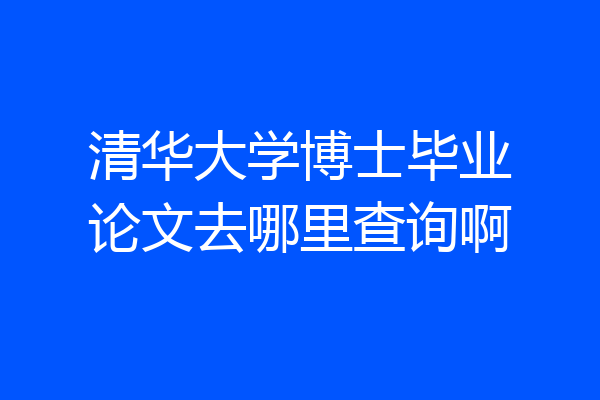 清华大学博士毕业论文去哪里查询啊