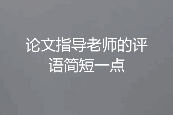 论文指导老师的评语简短一点