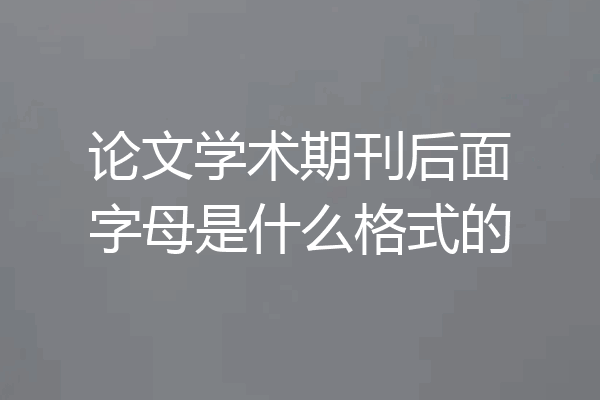 论文学术期刊后面字母是什么格式的