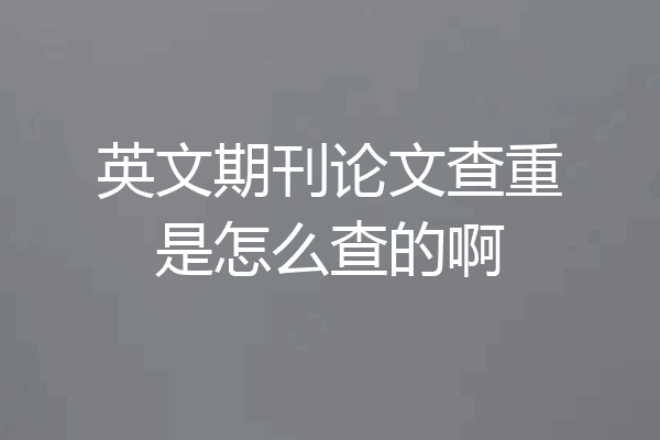 英文期刊论文查重是怎么查的啊