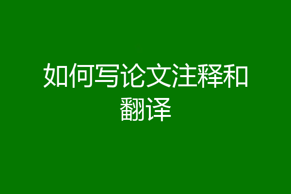 如何写论文注释和翻译