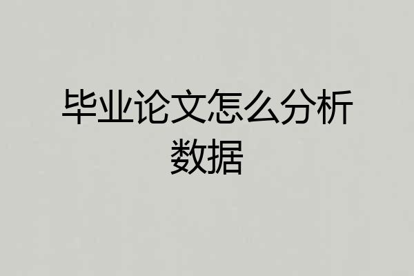 毕业论文怎么分析数据