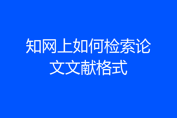知网上如何检索论文文献格式