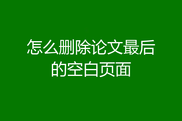 怎么删除论文最后的空白页面