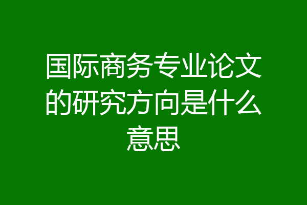 国际商务专业论文的研究方向是什么意思
