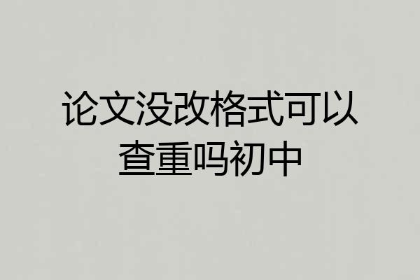 论文没改格式可以查重吗初中