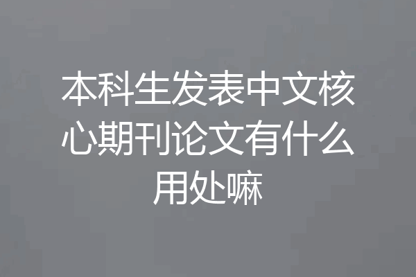 本科生发表中文核心期刊论文有什么用处嘛