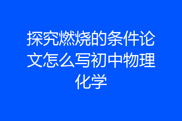 探究燃烧的条件论文怎么写初中物理化学