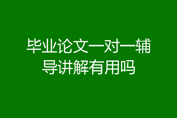 毕业论文一对一辅导讲解有用吗