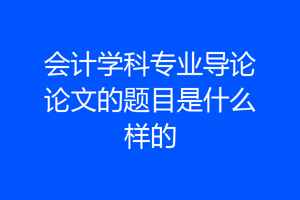 会计学科专业导论论文的题目是什么样的