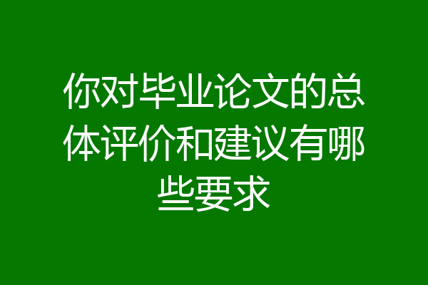 你对毕业论文的总体评价和建议有哪些要求