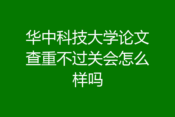华中科技大学论文查重不过关会怎么样吗