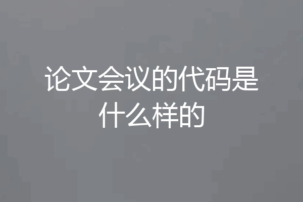 论文会议的代码是什么样的