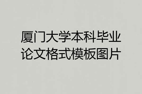 厦门大学本科毕业论文格式模板图片