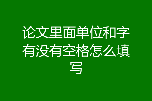 论文里面单位和字有没有空格怎么填写