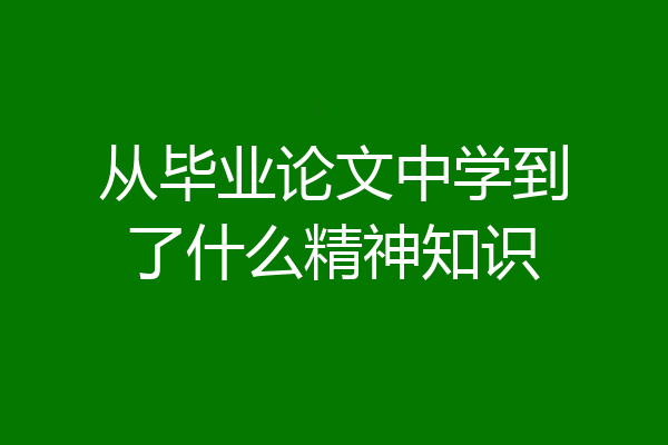从毕业论文中学到了什么精神知识