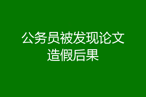 公务员被发现论文造假后果