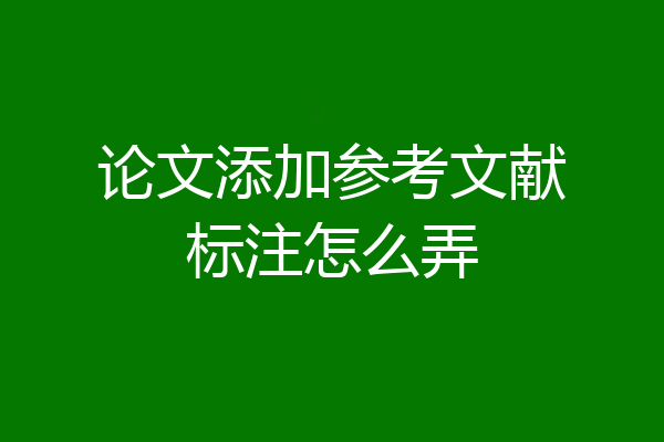 论文添加参考文献标注怎么弄