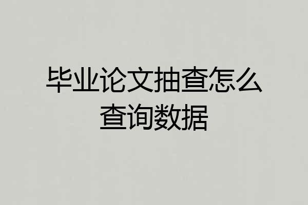 毕业论文抽查怎么查询数据