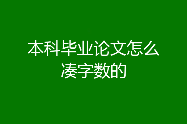 本科毕业论文怎么凑字数的