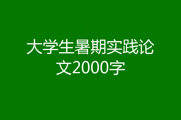 大学生暑期实践论文2000字