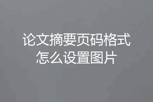论文摘要页码格式怎么设置图片
