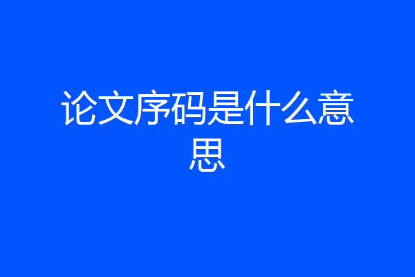 论文序码是什么意思