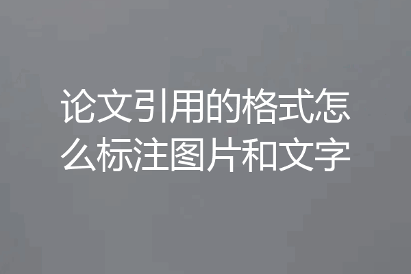 论文引用的格式怎么标注图片和文字