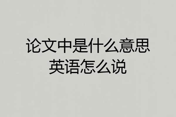 论文中是什么意思英语怎么说