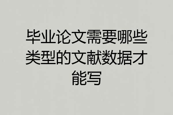 毕业论文需要哪些类型的文献数据才能写