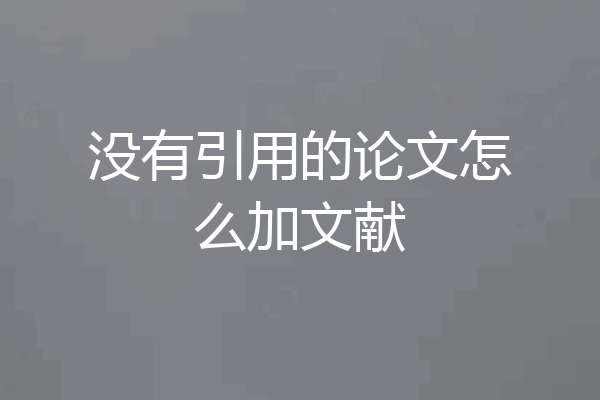 没有引用的论文怎么加文献