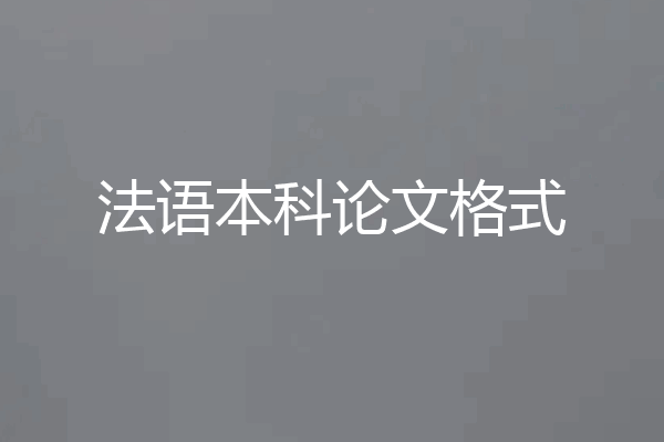 法语本科论文格式