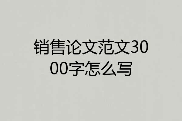 销售论文范文3000字怎么写