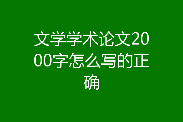 文学学术论文2000字怎么写的正确