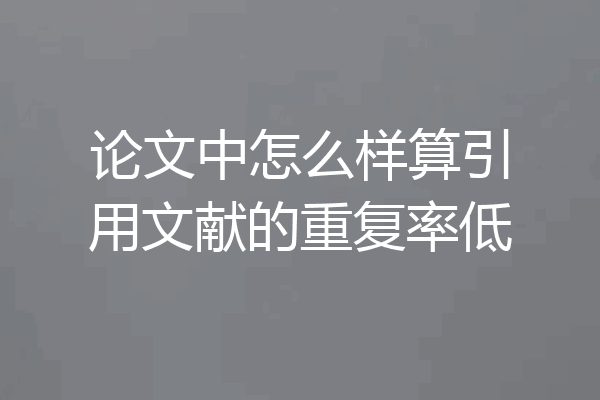 论文中怎么样算引用文献的重复率低