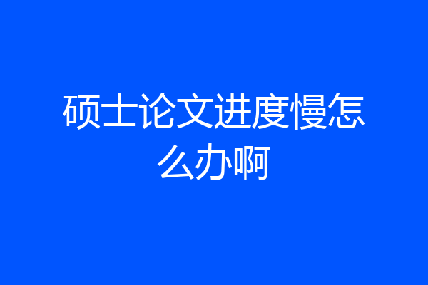 硕士论文进度慢怎么办啊