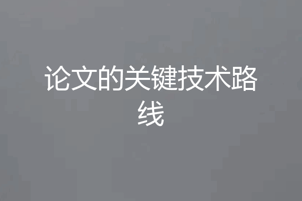 论文的关键技术路线