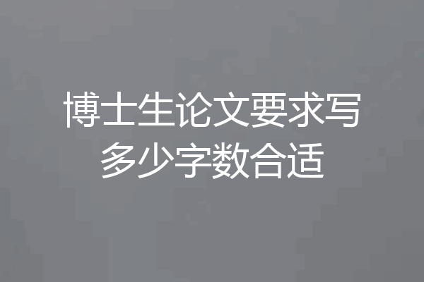 博士生论文要求写多少字数合适