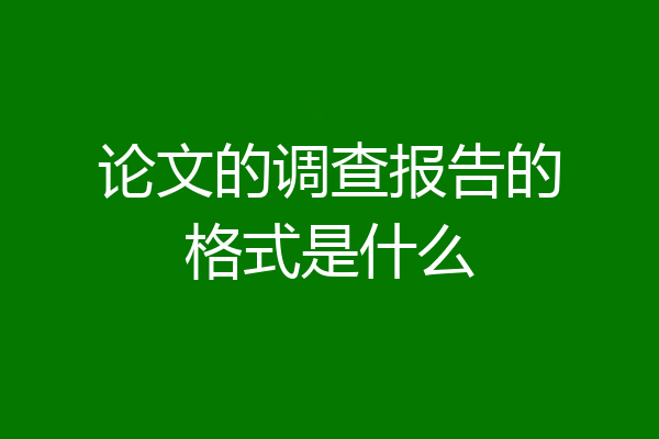 论文的调查报告的格式是什么