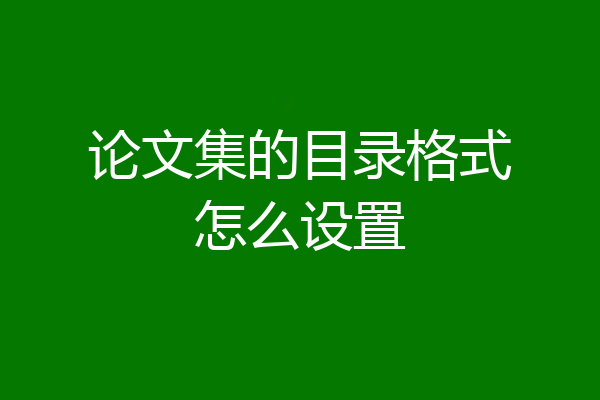 论文集的目录格式怎么设置