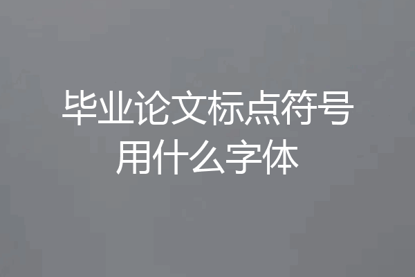 毕业论文标点符号用什么字体