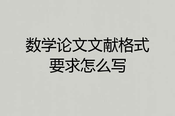 数学论文文献格式要求怎么写