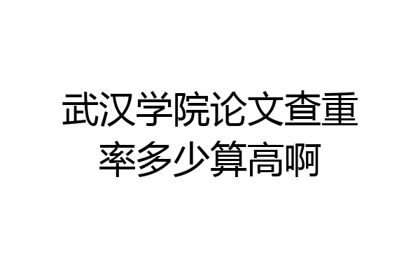 武汉学院论文查重率多少算高啊