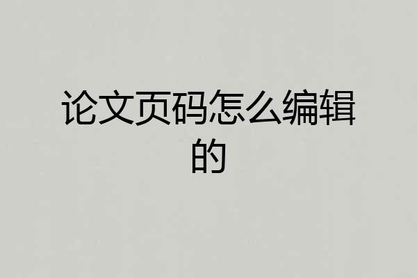 论文页码怎么编辑的