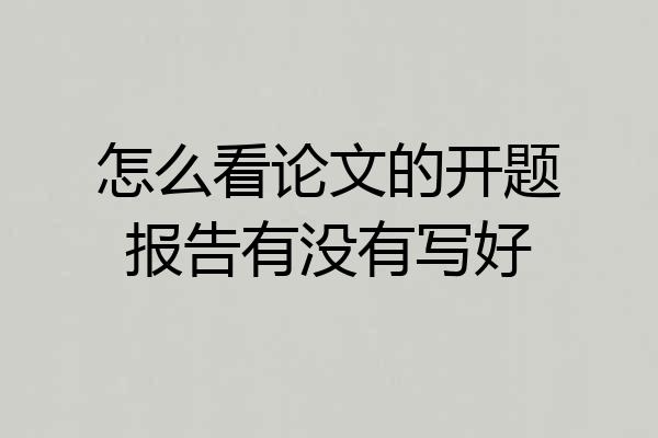 怎么看论文的开题报告有没有写好
