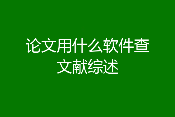 论文用什么软件查文献综述