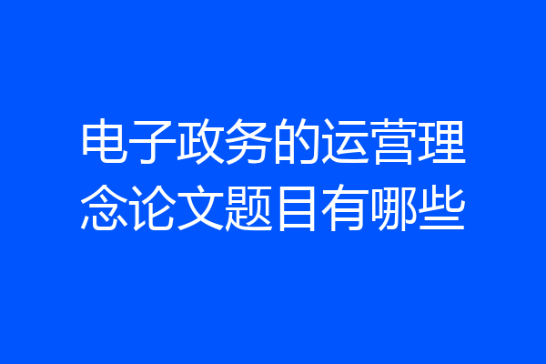 电子政务的运营理念论文题目有哪些