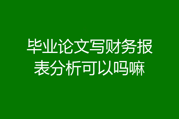 毕业论文写财务报表分析可以吗嘛